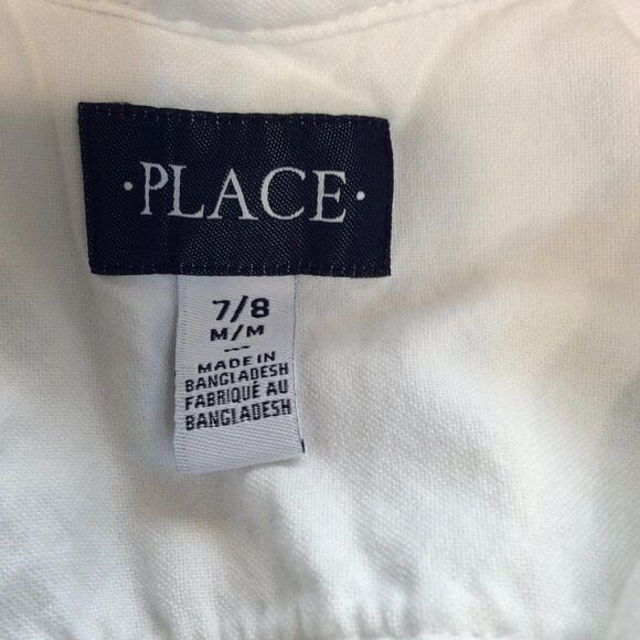 THE Children Place Boy Short Sleeve Button Down Medium 7-8 White - Picture 3 of 3